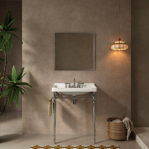 English Elm Vici Wall-Mounted Ceramic Console Sink with Steel Legs and Towel Bar for Bathrooms White Chrome W2615S00112