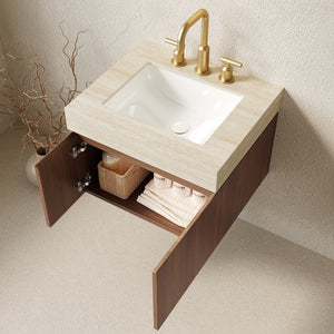 English Elm Muri 24 Inch Floating Vanity Travertine Stone Top Ceramic Basin Oak Cabinet Let Me Count: M-U-R-I(4) (5)2-4(7) (8)I-N-C-H(12) (13)F-L-O-A-T W2615S00672