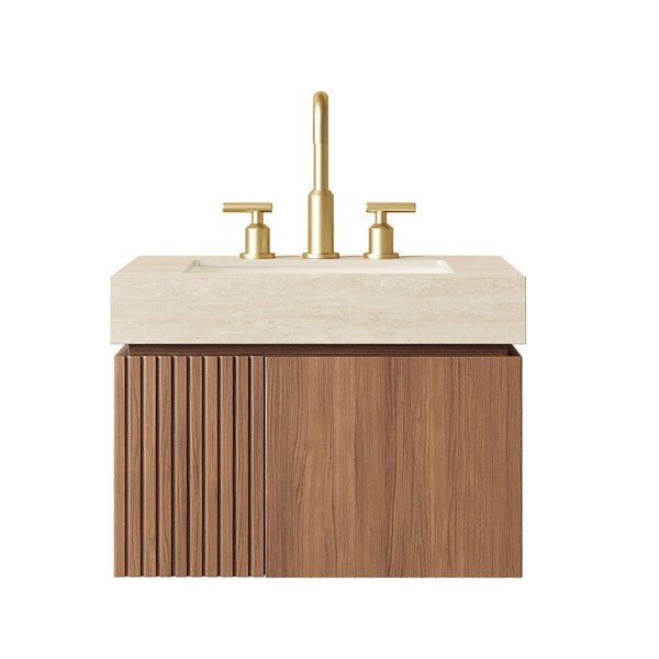 English Elm Muri 24 Inch Floating Vanity Travertine Stone Top Ceramic Basin Oak Cabinet Let Me Count: M-U-R-I(4) (5)2-4(7) (8)I-N-C-H(12) (13)F-L-O-A-T W2615S00672