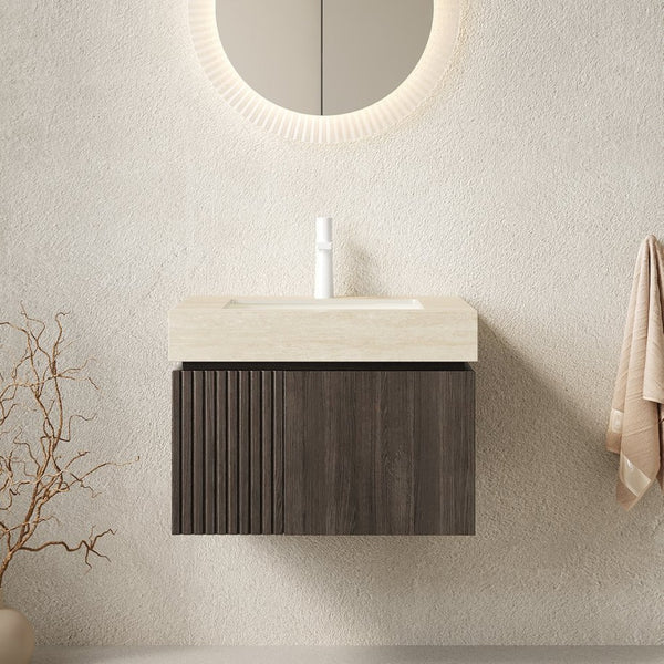 English Elm Muri Floating Bathroom Vanity Sintered Stone Top Plywood Cabinet Soft Close Doors W2615S00681