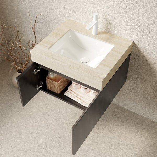 English Elm Muri Floating Bathroom Vanity Sintered Stone Top Plywood Cabinet Soft Close Doors W2615S00681