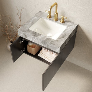 English Elm Muri Floating Bathroom Vanity Sintered Stone Top Plywood Cabinet Undermount Basin W2615S00683