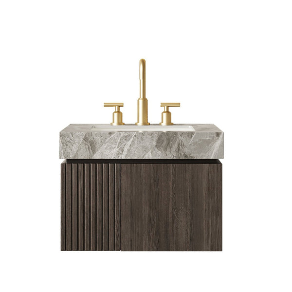 English Elm Muri Floating Bathroom Vanity Sintered Stone Top Plywood Cabinet Undermount Basin W2615S00683