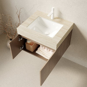 English Elm Muri Floating Bathroom Vanity with Sintered Stone Top and Woodgrain Plywood Cabinet W2615S00687
