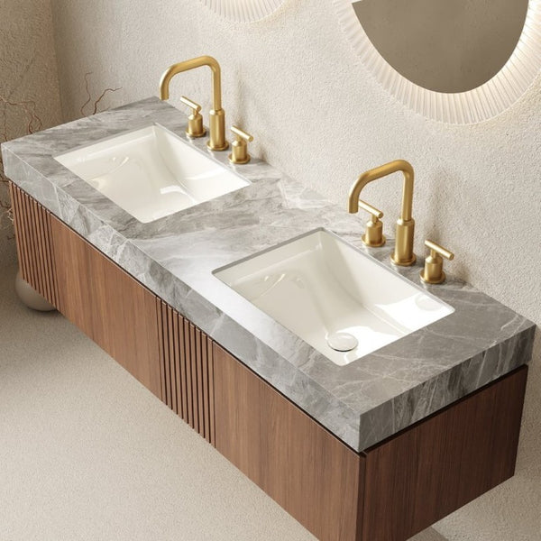 English Elm Muri 60 Inch Floating Double Basin Vanity Sintered Stone Top Oak Woodgrain Cabinet W2615S00735