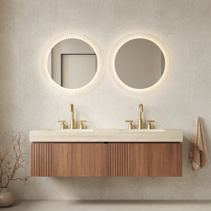 English Elm Muri 60 Inch Floating Bathroom Vanity with Sintered Stone Top and Oak Wood Cabinet W2615S00736