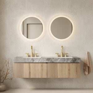 English Elm Muri 60 Inch Floating Double Bathroom Vanity Sintered Stone Top White Oak Plywood White Oak W2615S00738
