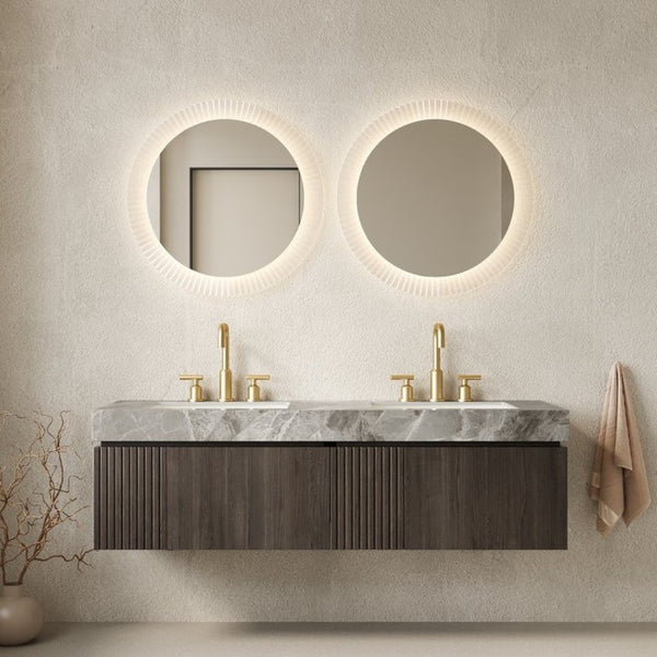 English Elm Muri 60 Inch Floating Double Bathroom Vanity Sintered Stone Top White Oak Plywood Espresso W2615S00741