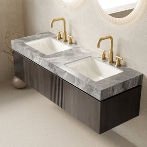 English Elm Muri 60 Inch Floating Double Bathroom Vanity Sintered Stone Top White Oak Plywood Espresso W2615S00741