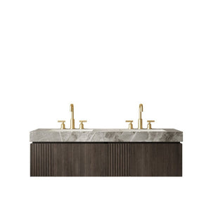 English Elm Muri 60 Inch Floating Double Bathroom Vanity Sintered Stone Top White Oak Plywood Espresso W2615S00741