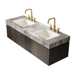 English Elm Muri 60 Inch Floating Double Bathroom Vanity Sintered Stone Top White Oak Plywood Espresso W2615S00741