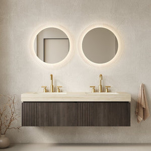 English Elm Muri 60 Inch Floating Bathroom Vanity Sintered Stone Top Dual Ceramic Basins Oak Finish Espresso W2615S00742