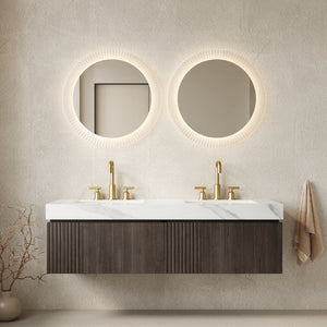 English Elm Muri 60 Inch Floating Bathroom Vanity with Sintered Stone Top and Oak Woodgrain Finish Espresso Woodgrain W2615S00743