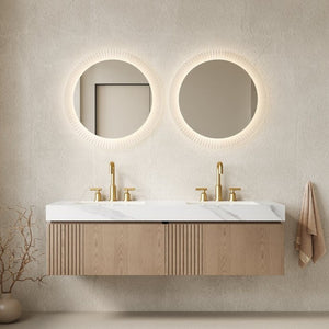 English Elm Muri 60 Inch Floating Bathroom Vanity with Sintered Stone Top and Oak Woodgrain Finish Heidelberg Woodgrain W2615S00746