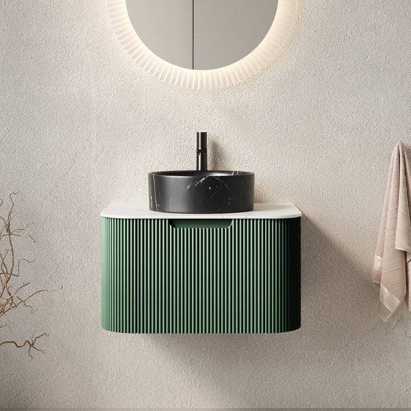 English Elm Dina Floating Bathroom Vanity with Sintered Stone Top and Matte Black Ceramic Basin W2615S00763