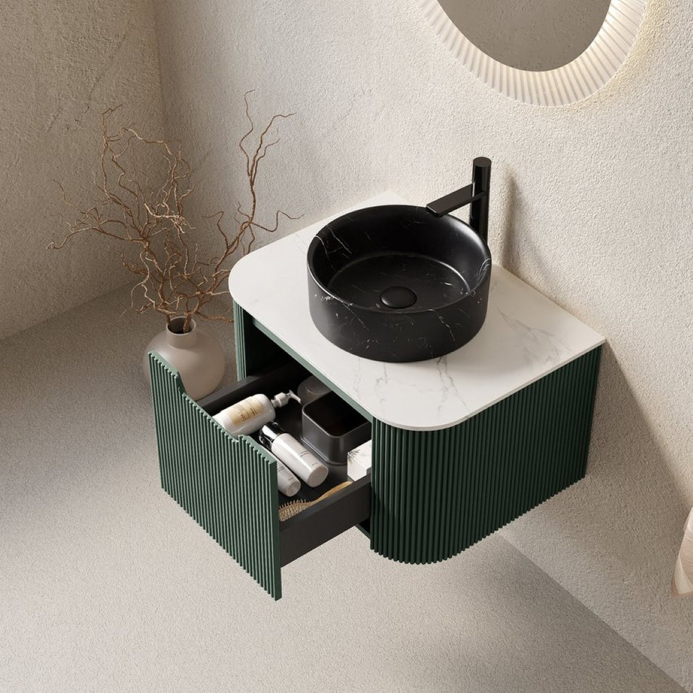 English Elm Dina Floating Bathroom Vanity with Sintered Stone Top and Matte Black Ceramic Basin W2615S00763