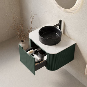 English Elm Dina Floating Bathroom Vanity with Sintered Stone Top and Matte Black Ceramic Basin W2615S00763