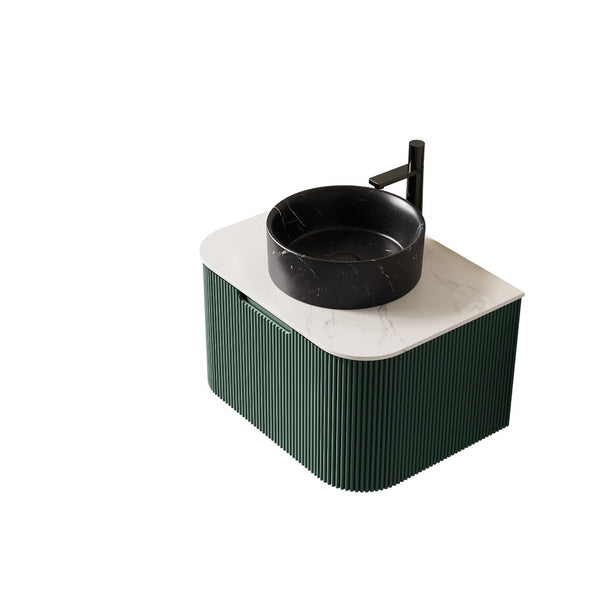 English Elm Dina Floating Bathroom Vanity with Sintered Stone Top and Matte Black Ceramic Basin W2615S00763