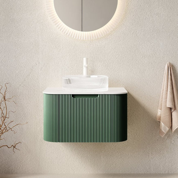English Elm Dina Floating Bathroom Vanity with Crystal Glass Basin and Sintered Stone Countertop W2615S00764