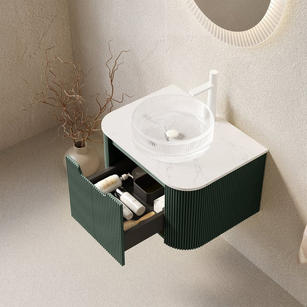 English Elm Dina Floating Bathroom Vanity with Crystal Glass Basin and Sintered Stone Countertop W2615S00764
