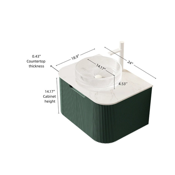 English Elm Dina Floating Bathroom Vanity with Crystal Glass Basin and Sintered Stone Countertop W2615S00764