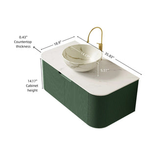 English Elm Dina Wall Mounted Bathroom Vanity Sintered Stone Top Ceramic Basin Spa Style Cabinet W2615S00771