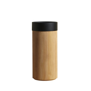 English Elm Jinbo Cylindrical Freestanding Vanity Cabinet Matte Black Basin Embossed Woodgrain Finish Natural Wood W2615S00779