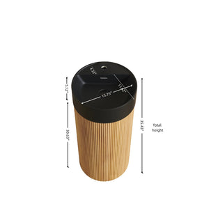 English Elm Jinbo Cylindrical Bathroom Vanity with Black Solid Surface Basin and Wood Grain Texture Natural Wood W2615S00785
