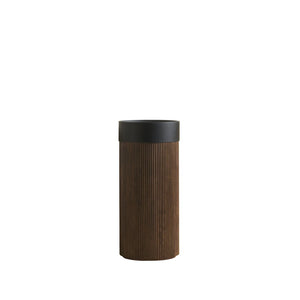 English Elm Jinbo Cylindrical Freestanding Vanity Cabinet Matte Black Basin Embossed Woodgrain Finish Walnut W2615S00788