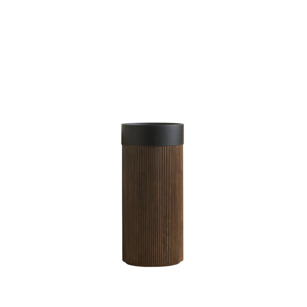 English Elm Jinbo Cylindrical Freestanding Vanity Cabinet Matte Black Basin Embossed Woodgrain Finish Walnut W2615S00788