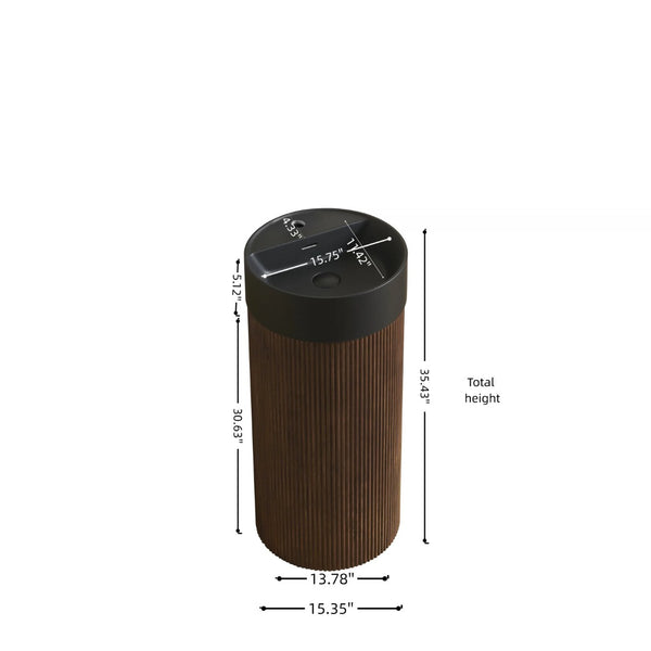 English Elm Jinbo Cylindrical Bathroom Vanity with Black Solid Surface Basin and Wood Grain Texture Walnut W2615S00789