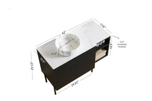English Elm Turio 42 Inch Carrara Stone Vanity with Ceramic Basin Open Shelf and Soft Close Cabinet W2615S00791