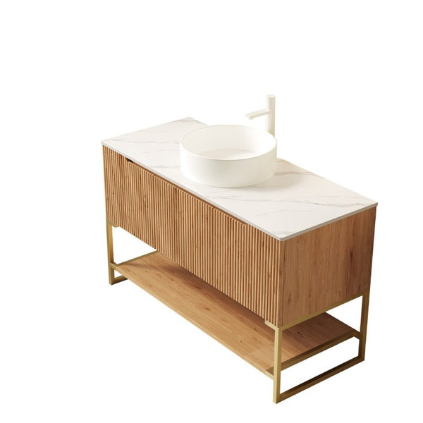 English Elm Tulio Freestanding Bathroom Vanity with Carrara Stone Top and Ceramic Vessel Basin W2615S00792