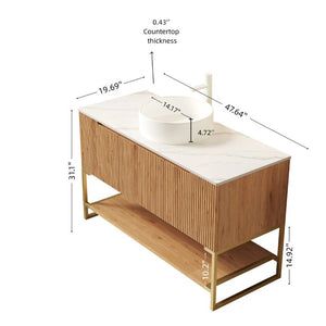 English Elm Tulio Freestanding Bathroom Vanity with Carrara Stone Top and Ceramic Vessel Basin W2615S00792