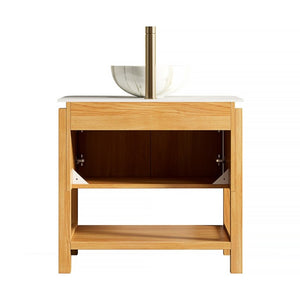 English Elm Sharma Freestanding Bathroom Vanity Plywood Cabinet with Sintered Stone Top and Vessel Sink W2615S00797