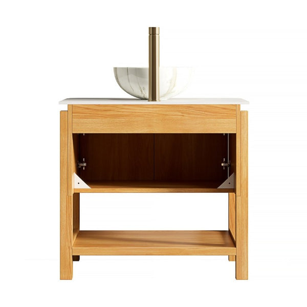 English Elm Sharma Freestanding Bathroom Vanity Plywood Cabinet with Sintered Stone Top and Vessel Sink W2615S00797