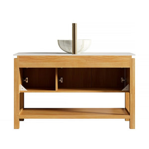 English Elm Sharma 48 Inch Freestanding Bathroom Vanity Fluted Wood Cabinet Sintered Stone Top W2615S00799