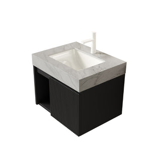 English Elm Eiden Floating Bathroom Vanity with Fluted Doors Sintered Stone Top Ceramic Basin W2615S00865