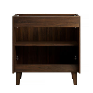 English Elm Lula Freestanding Bathroom Vanity with Fluted Wood Door and Sintered Stone Top 30 inches Beige Gold Walnut W2615S00949