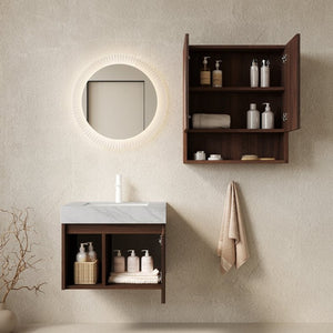 English Elm Eiden Floating Wall Mounted Bathroom Vanity Set with Sintered Stone Top and Walnut Cabinetry W2615S00966