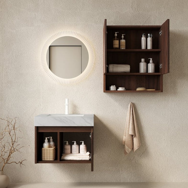 English Elm Eiden Floating Wall Mounted Bathroom Vanity Set with Sintered Stone Top and Walnut Cabinetry W2615S00966