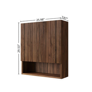 English Elm Eiden Floating Bathroom Vanity Combo Walnut Fluted Cabinet Sintered Stone Top W2615S00980
