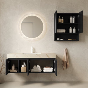 English Elm Eiden Spa-Style Floating Vanity Combo with Gold Vein Stone Top and Sculpted Fluted Doors Let Me Count: E-I-D-E-N(5) (6)S-P-A--(10)S-T-Y-L-E(15) (16)F-L-O-A-T-I W2615S01008