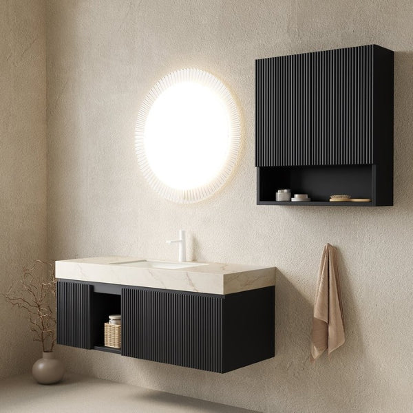 English Elm Eiden Spa-Style Floating Vanity Combo with Gold Vein Stone Top and Sculpted Fluted Doors Let Me Count: E-I-D-E-N(5) (6)S-P-A--(10)S-T-Y-L-E(15) (16)F-L-O-A-T-I W2615S01008