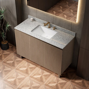 English Elm Doin 48 Inch Freestanding Bathroom Vanity Granite Top Undermount Basin Woodgrain Cabinet W2615S01016