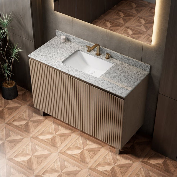English Elm Doin 48 Inch Freestanding Bathroom Vanity Granite Top Undermount Basin Woodgrain Cabinet W2615S01016
