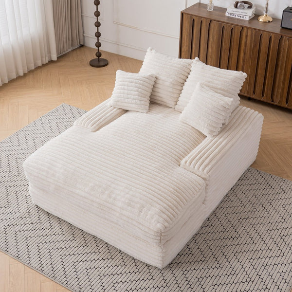 English Elm 012-Luxury Corduroy Sofa Bed Chaise with Memory Foam Fill and Four Washable Pillows W2636P262527