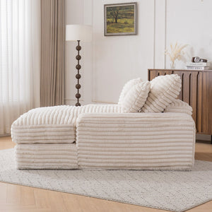 English Elm 012-Luxury Corduroy Sofa Bed Chaise with Memory Foam Fill and Four Washable Pillows W2636P262527