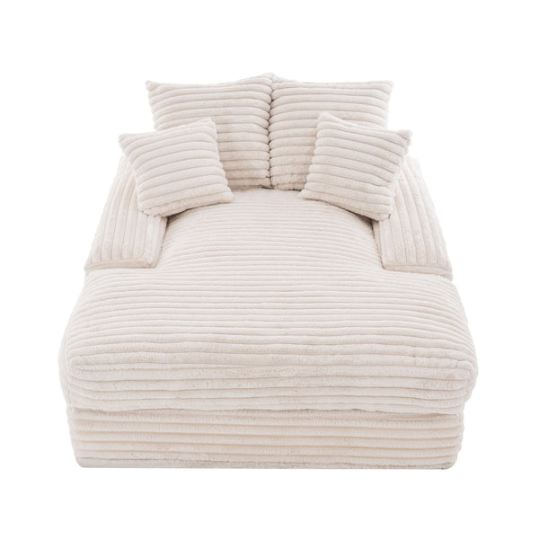 English Elm 012-Luxury Corduroy Sofa Bed Chaise with Memory Foam Fill and Four Washable Pillows W2636P262527