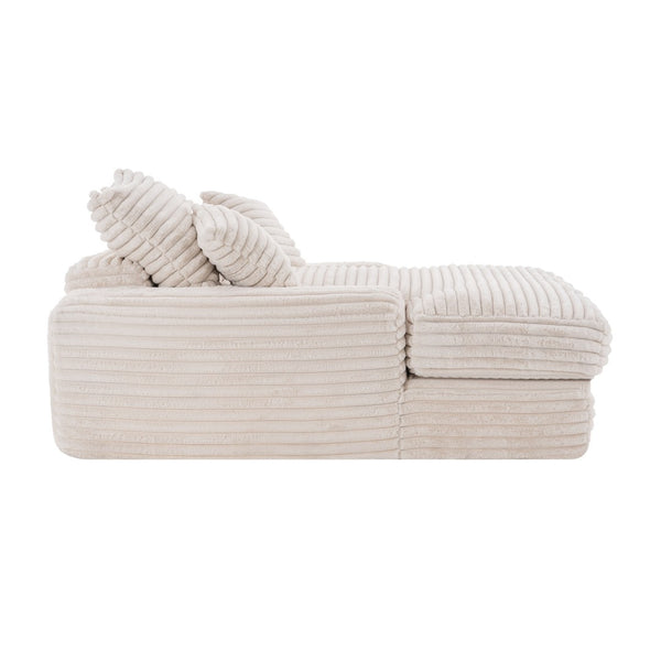 English Elm 012-Luxury Corduroy Sofa Bed Chaise with Memory Foam Fill and Four Washable Pillows W2636P262527